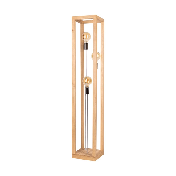 Lampa podłogowa Kago 3xE27 maks. 60W Dąb olejowany/Chromowany metal/Czarny kabel z tkaniny 51528374