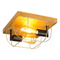 Lampa ścienna/sufitowa Netuno 2xE27 Max.15W LED Bejcowana Sosna Brązowa/Czarny Metal/Złoty Metal 92012251