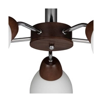Parma Wood Ceiling Lamp 5xE27 Max.60W Walnut Beech Wood/Chrome Metal/White Glass 8320576