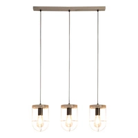 Lampa Wisząca Netuno 3xE27 Max.15W LED Witrażowa Sosna Szara/Czarny Metal/Czarny Kabel PCV/Srebrny Metal 1871759357