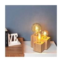 Okrągła lampa stołowa Vincent 3xE27 Max.15W Dąb olejowany/Czarny kabel z tkaniny 2276374