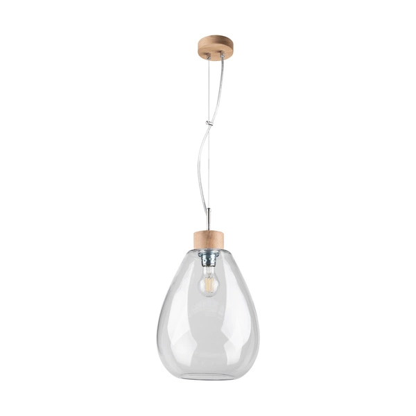 Piro Pendant Lamp 1xE27 Max.60W Oiled Oak/Transparent PVC Cable/Transparent Glass 9822074