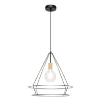 Lampa Wisząca Casa Triango 1xE27 Max.60W Dąb Olejowany/Czarny Metal/Czarny Kabel PCV 177419104