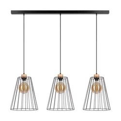 Swan Pendant Lamp 3xE27 Max.60W Oiled Oak/Black Metal/Black PVC Cable 19319304