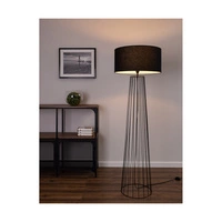 Lampa podłogowa Swan 1xE27 maks. 60W Czarny metal/czarny kabel PCV/czarny klosz z tkaniny 79249104
