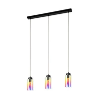 Lampa Wisząca Meno 3xE27 Max.60W Czarny Metal/Przezroczysty Kabel PCV/Wielokolorowe Szkło 1030420220760