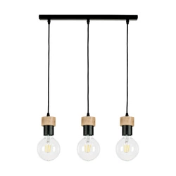 Lampa wisząca Clarte 3xE27 maks. 60W Dąb olejowany/Czarny metal/Czarny kabel z tkaniny 3271304
