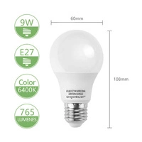 Żarówka LED E27 9W zimna 6400K A60