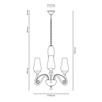 Lutecja Chandelier 3xE14 Max.40W White/Transparent/Chrome 9150302