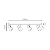 Svantje Ceiling Lamp 4xE14 Max.40W Birch/Chrome/White 2239460