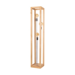 Kago Floor Lamp 3xE27 Max.60W Oiled Oak/Chrome Metal/Black Fabric Cable 51528374