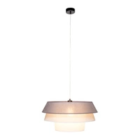 Lampa Wisząca Amar 1xE27 Max.60W Czarny Metal/Przezroczysty Kabel PCV/Grafitowo-Różowo-Biały Klosz Tkaniny 160970104
