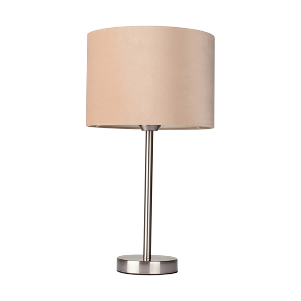 Scarlett Table Lamp 1xE27 Max.40W Satin Metal/Transparent PVC Cable/Beige Velvet Shade 7751027