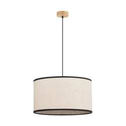 Lampa wisząca Ares 1xE27 maks. 60W Dąb olejowany/Czarny kabel PCV/Jasny len z czarnym kloszem wstążkowym 1792174