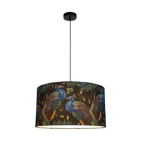 Lampa Wisząca Paon 1xE27 Max.60W Czarny Metal/Czarny Kabel Tkaninowy/Wielokolorowy Aksamitny Klosz 15099104