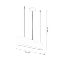 Illumina Pendant Lamp Incl. 1xLED Integrated 1350lm 3000K 28W White Metal/Transparent PVC Cable/White Fabric Shade 1931102