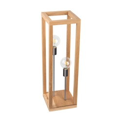 Kago Floor Lamp 2xE27 Max.60W Oiled Oak/Chrome Metal/Black Fabric Cable 51518274