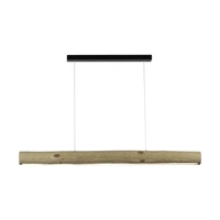 Lampa Wisząca Lucas 1xLED Samsung 24V Zintegrowana 3080lm 3000K 33W Naturalna Sosna/Czarny Metal/Przezroczysty Kabel PCV z Dotykowym Ściemniaczem 69660104
