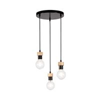 Lampa wisząca Clarte 3xE27 maks. 60W Dąb olejowany/Czarny metal/Czarny kabel z tkaniny 3271304R