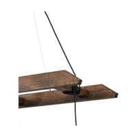 Eskalo Pendant Lamp 5xE27 Max.25W Stained Pine on Walnut/Black Metal/Black PVC Cable/Natural Linen with black ribbon Shade 7739556