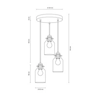 Alessandro Wood Lampa Wisząca 3xE27 Max.60W Orzech/Transparentny 1760376R