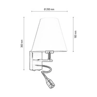 Relax Wall Lamp 1xE27 Max.60W 1xLED Integrated 110lm 3000K 1W Patina Metal/White Fabric Shade 5713111