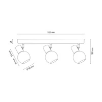 Karin Ceiling Lamp 3xE14 Max.40W Walnut Beech Wood/White Glass 2231376