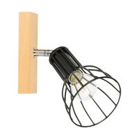 Kinkiet Megan Wood 1xE14 Max.40W Drewno Brzozowe/Czarny Metal 2344160
