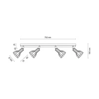 Lampa Sufitowa Megan Wood 4xE14 Max.40W Drewno Brzozowe/Czarny Metal 2344460