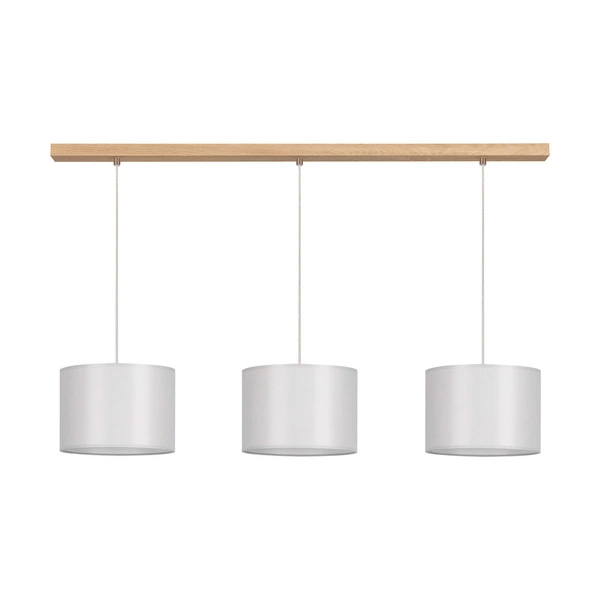 Dove Pendant Lamp 3xE27 Max.40W Oiled Oak/Transparent PVC Cable/Gray Fabric Shade 16390374