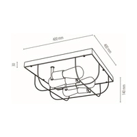 Netuno Wall/Ceiling Lamp 4xE27 Max.15W LED Stained Pine Brown/Black Metal/Gold Metal 92014451