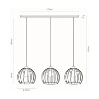 Coop Pendant Lamp 3xE27 Max.60W Oiled Oak/Black Metal/Black PVC Cable 188419304