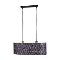 Lampa Wisząca Galance 2xE27 Max.40W Czarny Metal/Czarny Kabel Tkaninowy/Czarno-Złoty Klosz Tapety 1026021310625