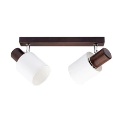 Lampa Sufitowa Treehouse 2xE27 Max.25W Drewno Bukowe Orzech/Abażur z Białej Tkaniny 2236276
