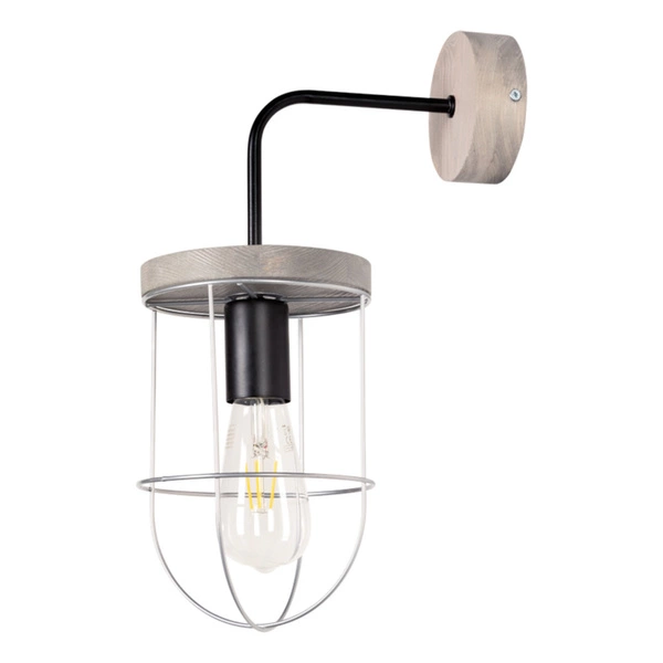 Netuno Wall Lamp 1xE27 Max.25W Stained Pine Gray/Black Metal/Silver Metal 9207517157