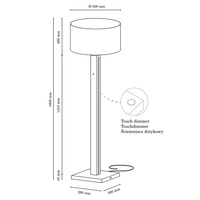 Asseto Floor Lamp 1xE27 Max.60W, 2xLED 24V Integrated 36W Oiled Oak/Anthracite/Beige/Touch Dimmer 6571174