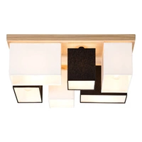 Paloma Ceiling Lamp 6xE27 Max.25W Oiled Oak/Black Fabric Shade/White Fabric Shade 2451674