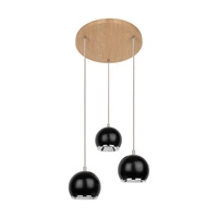 Lampa wisząca z drewna Ball w zestawie 3xLED GU10 5W Dąb Olejowany/Czarny Metal 5143374R