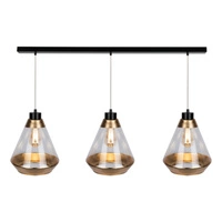 Lampa Wisząca Mistral 3xE27 Max.60W Czarny Metal/Przezroczysty Kabel PCV/Złote-Przezroczyste Szkło 15820304