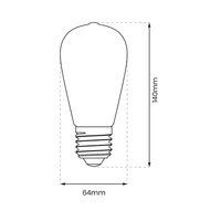 Żarówka Filamentowa LED, E27, ST64, 6W, barwa ciepła 2700K, 700lm, Amber