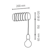 Trabo Short Kinkiet 1xE27 Max.25W Sosna Bejcowana/Czarny/Czarny PVC 6834151