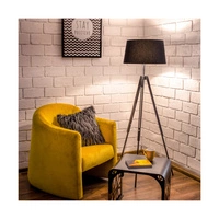 Lampa podłogowa na statywie 1xE27 maks. 60W czarne drewno bukowe/przezroczysty kabel PVC/abażur z czarnej tkaniny 6025004
