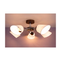 Mette Wood Ceiling Lamp 5xE27 Max.40W Walnut Beech Wood/Chrome Metal/White Fabric Shade 8341576