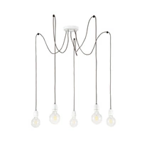 Lampa Wisząca Porcia 5xE27 Max.60W Biały Metal/Biała Ceramika/Antracytowy Kabel Tkaninowy 3181502