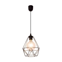 Lampa wisząca Diament 1xE27 maks. 60W Czarny metal/czarny materiał syntetyczny/czarny kabel PVC 2179104