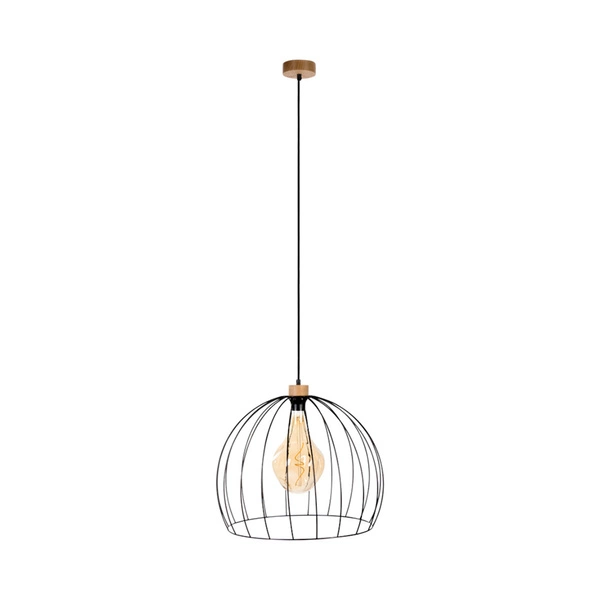 Coop Pendant Lamp 1xE27 Max.60W Oiled Oak/Black Metal/Black PVC Cable 1882974