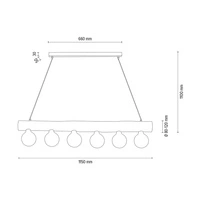 Trabo Simple Lampa Wisząca 6xE27 Maks. 60W Naturalna Sosna/Czarny Metal/Czarny Kabel PCV 69860604
