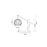 Lampa stołowa Mandarine 1xE27 Max.60W Dąb olejowany/Czarny metal/Czarny kabel z tkaniny 85014904