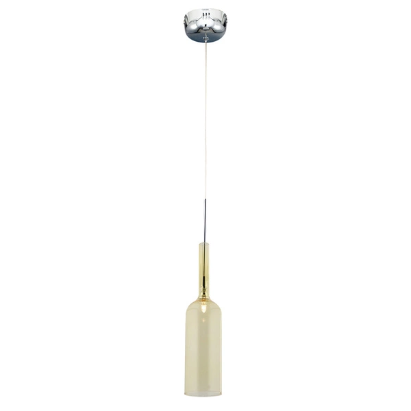 Bottle Pendant Lamp Incl. 1xLED Integrated 285lm 3000K 3W Chrome Metal/Transparent PVC Cable/Yellow Glass 1185103
