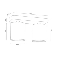 Delikatna lampa sufitowa 2xE27 maks. 25W szary beton/biały klosz z tkaniny 2321236
